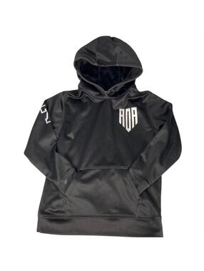 Boys Youth Medium Black Hoodie with Bitker 7 Print